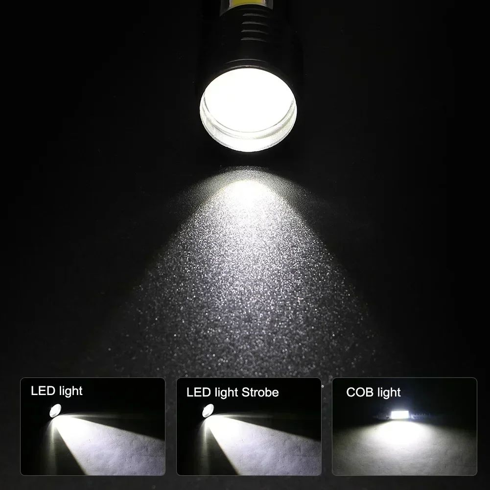 Portable Strong Light LED Flashlight Rechargeable Telescopic Zoom Torch Safety Emergency Light for Outdoor Camping Cycling Lamp