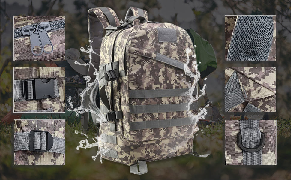 Mochila Tática 3D 50L para Atividades ao Ar Livre Molle Assault Bag à Prova D'água para Caça Escalada Caminhada Pesca Trekking Viagem
