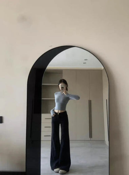 High Waist Loose Fit Bell Bottom Jeans Women's Black Slimming Denim Pants Spring 2025 Fashion Trend Wide Leg Casual Trousers