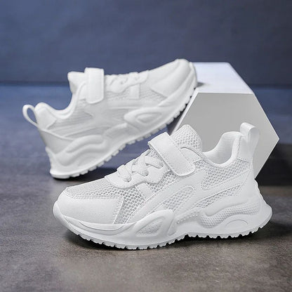 White Children's Leather Casual Shoes Boys Girls Outdoor Sports Running Sneakers Breathable Kids School Walking Non-Slip Tennis