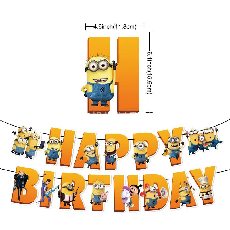Anime Minion Themed Party Decorations Party Tableware Set Plates Cups Birthday Balloons Big Eye Yellow Man Party Favors Supplies