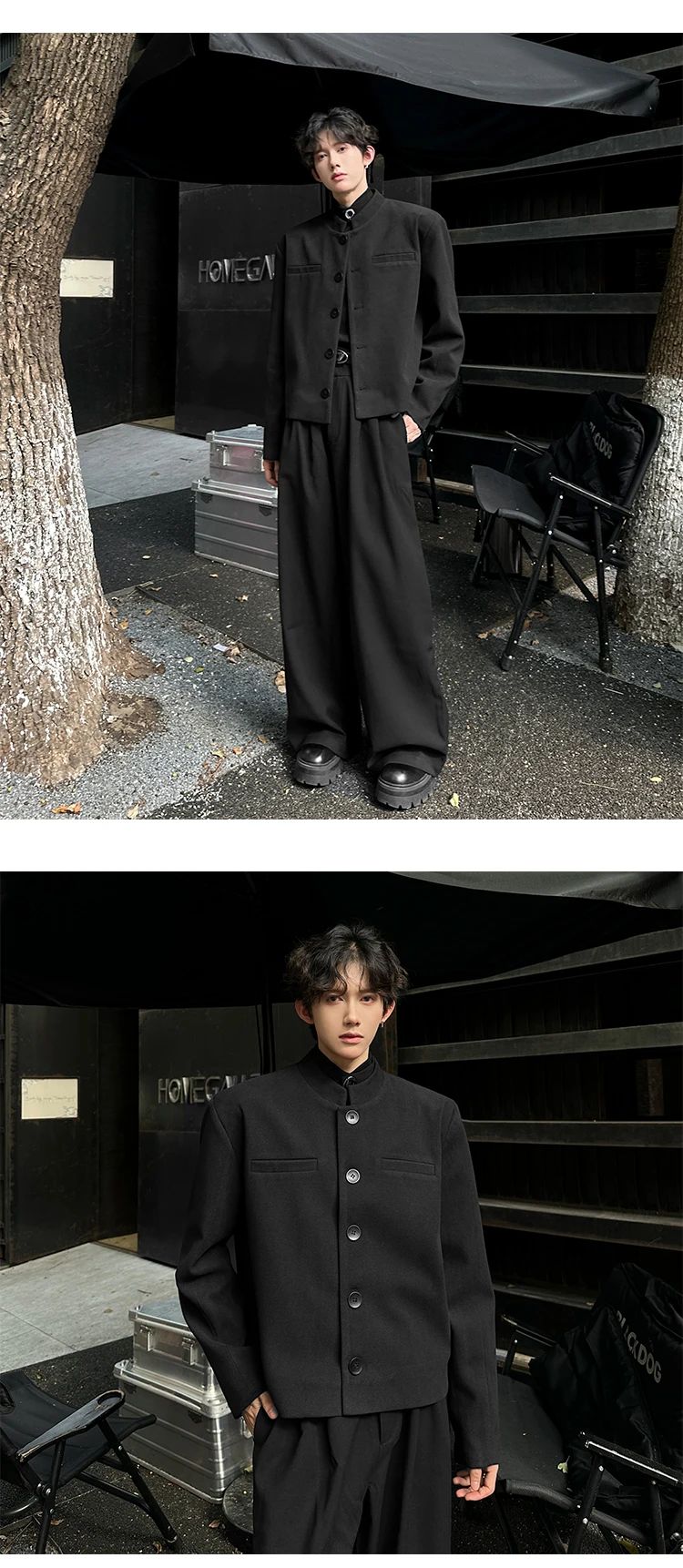 Wine Red Blazers Men Suit Jackets Casual Stand Collar Solid Color Male Short Coats Korean Trendy Men's Clothing Autumn New