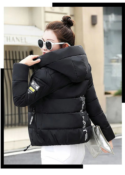 2025 New Winter Parkas Women Jacket Hooded Thick Warm Short Jacket Cotton Padded Parka Basic Coat Female Outerwear 5XL