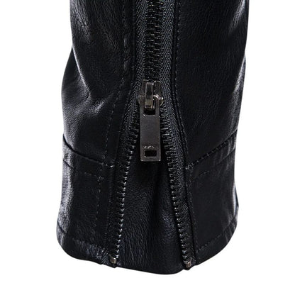 New Men's PU Leather Jacket Motorcycle Style Stand Collar Youth Fashion Outerwear Casual Male Coat Teenage Boy's Biker Vest