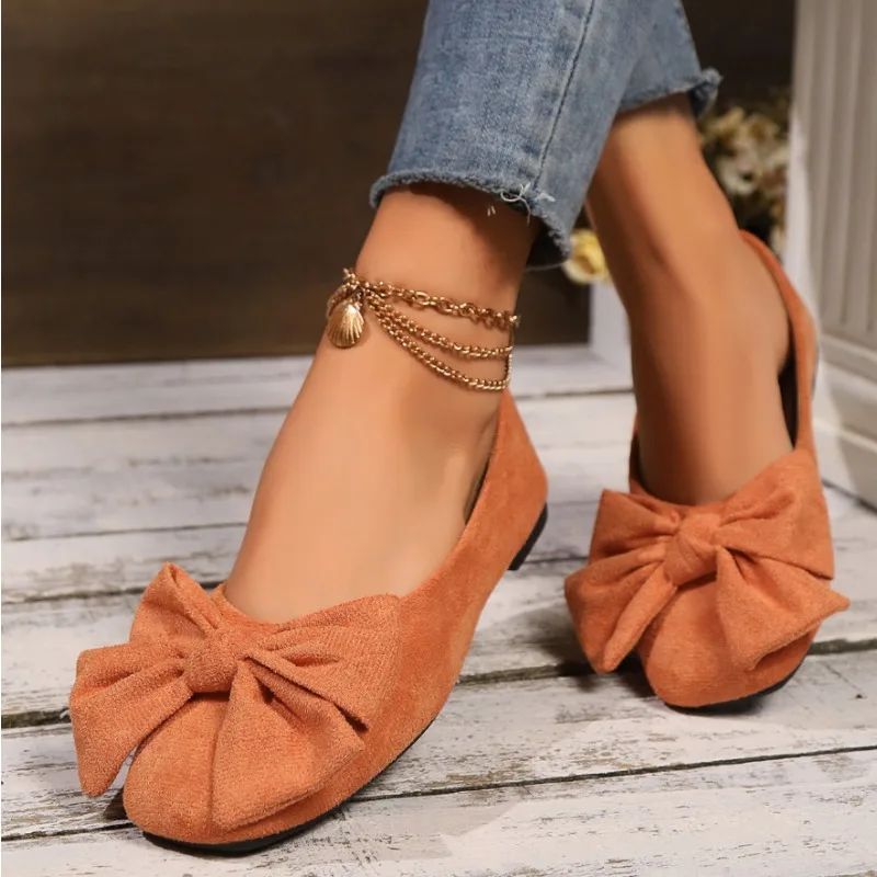 Women's New Winter Plus-Size Slip-On Flats - Pointed Square Toe Bowknot Casual Shoes