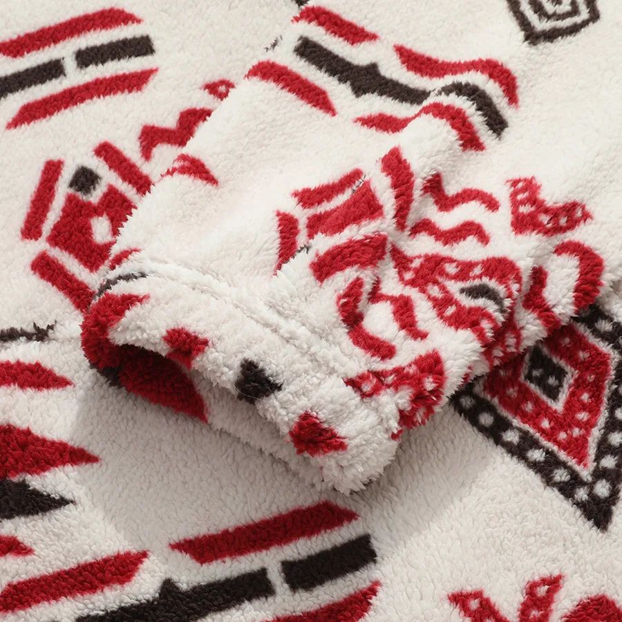 Ms Aztec National Printing Ultra-fine Austrian Fleece Jacket Zipper Lady