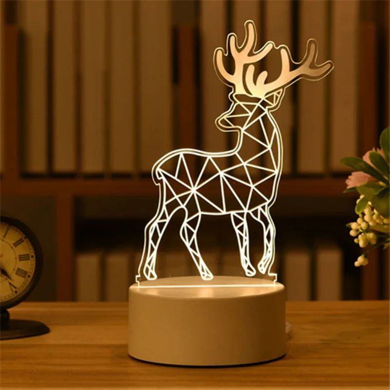 USB Operated 3D Acrylic LED Night Light Festival Birthday Kids Gifts Bedroom Bedside Decor Night Lamp Home Novelty Lighting