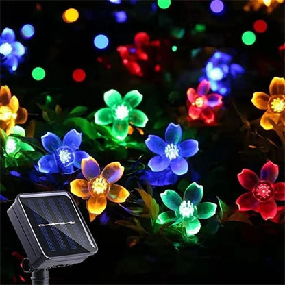 Solar Cherry Garden Blossom Flower Lights Garlands String Lights Solar Outdoor Waterproof Christmas Decoration Lamp