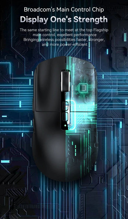 Attack Shark X6 PAW3395 Bluetooth Mouse,2.4 Tri-Mode Connection, RGB Touch Magnetic Charging Base, Macro Gaming Mouse