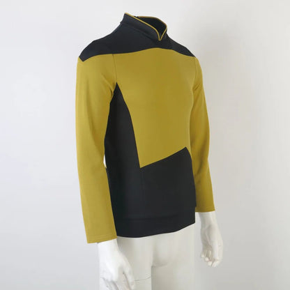 Star TNG The Next Generation Trek Red Yellow Blue Shirt Uniform Cosplay Costume For Men Coat Halloween Party Clothing