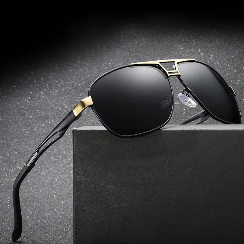 Men Night Vision Polarized Photochromic Sunglasses Aviator Style Yellow Color Change Lenses Driving Sun Glasses