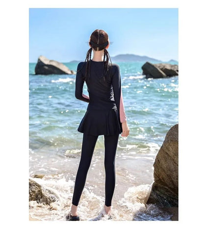 Women's Swimming Suit 2025 New Style Four-Piece Conservative Bikini Long Sleeve Long Pants Surfing Snorkeling Mother Suit