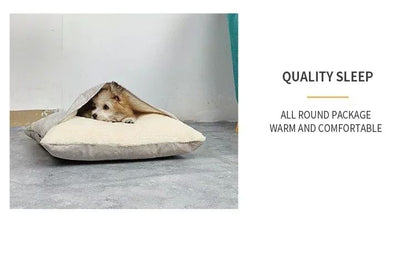 Cama para Animais de Estimação Lavável e Resistente à Mordida - Almofada de Pelúcia Removível Quente de Inverno para Cães Grandes e Gato Saco de Dormir para Pets