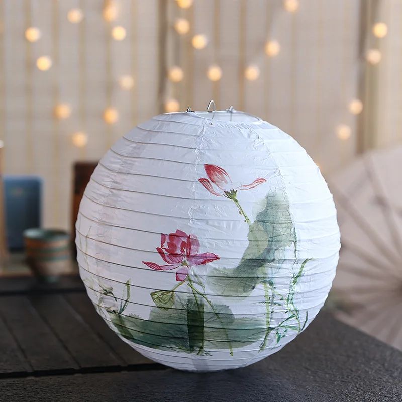 12Inch Printed Flower Round Chinese Paper Lanterns Birthday Wedding Decor Craft DIY Festival Lantern Party Supplies