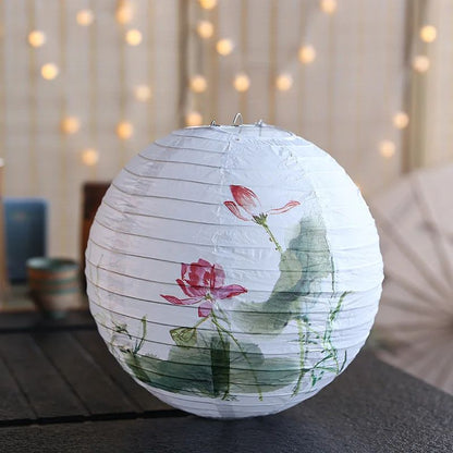 12Inch Printed Flower Round Chinese Paper Lanterns Birthday Wedding Decor Craft DIY Festival Lantern Party Supplies
