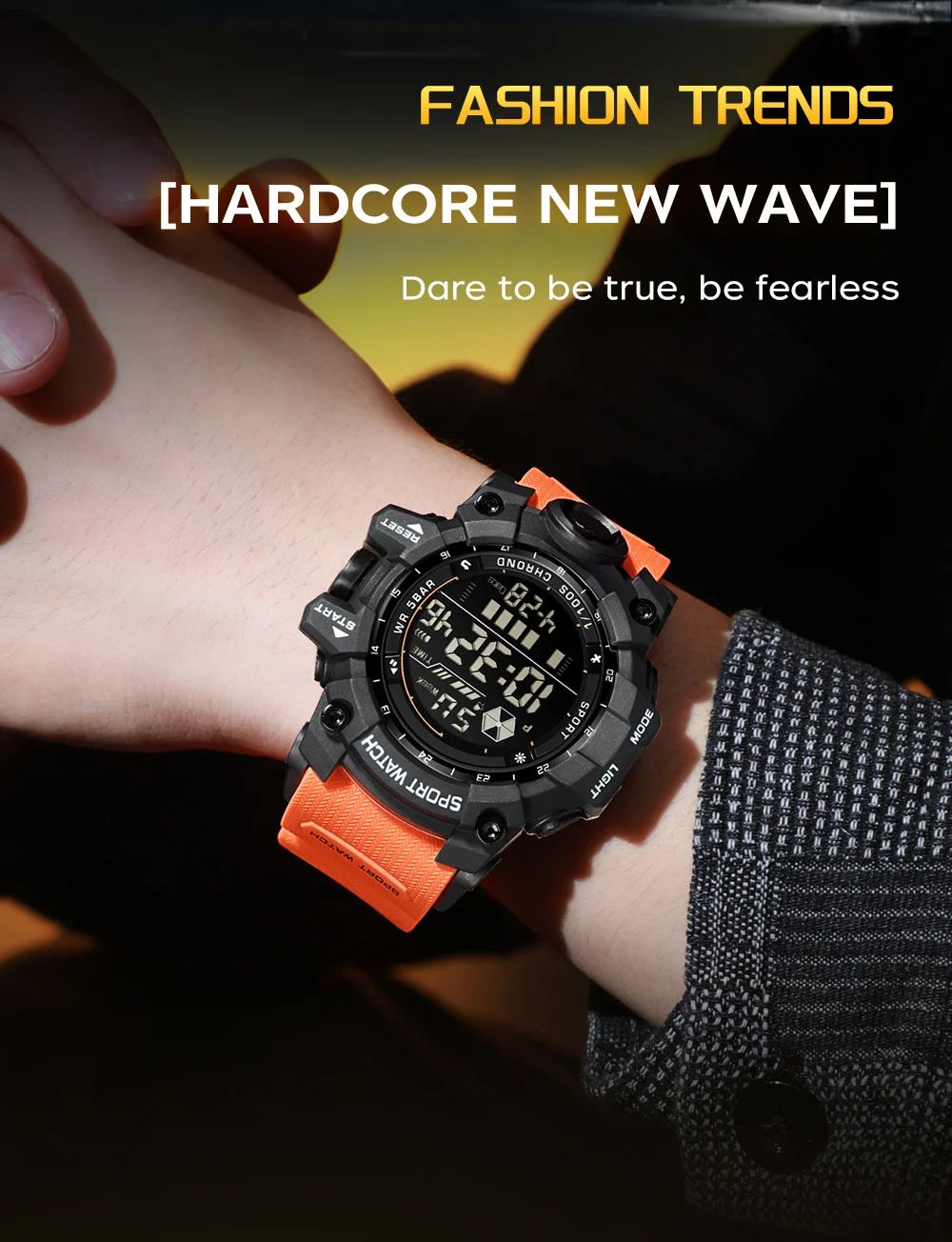 SANDA Men Outdoor Sports Watch Waterproof LED Analog Digital Show Multifunction Big Dial Electronic Wristwatch G style Male Cloc