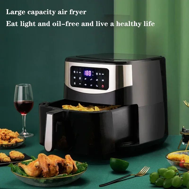 Atualizar Fritadeira Elétrica Doméstica de 1600W, 8L, com Painel Touch Screen, Capacidade para Pizza, Fritadeira sem Óleo e sem Sal, Panela Elétrica Touch Screen