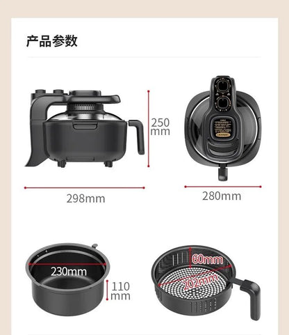 220V Automatic Double-Layer Electric Air Fryer Hot Pot Non-Stick Home Use Large Capacity Potatoes Fryer