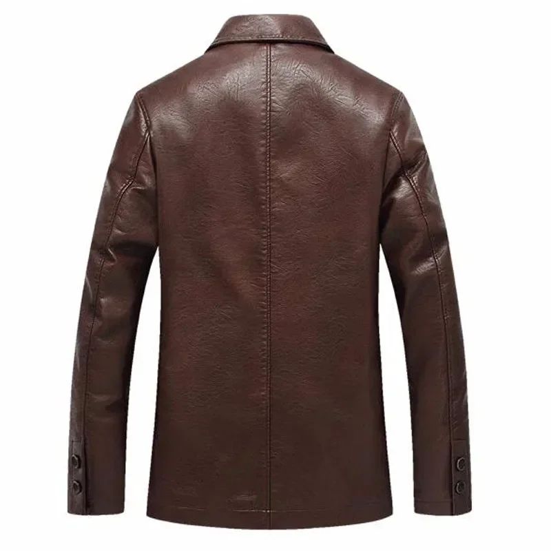 Men Leather Jacket Winter Classical Motorcycle Business Soft Leather Jackets Thick Moto Coats Casaco Masculino Plus Size 4XL