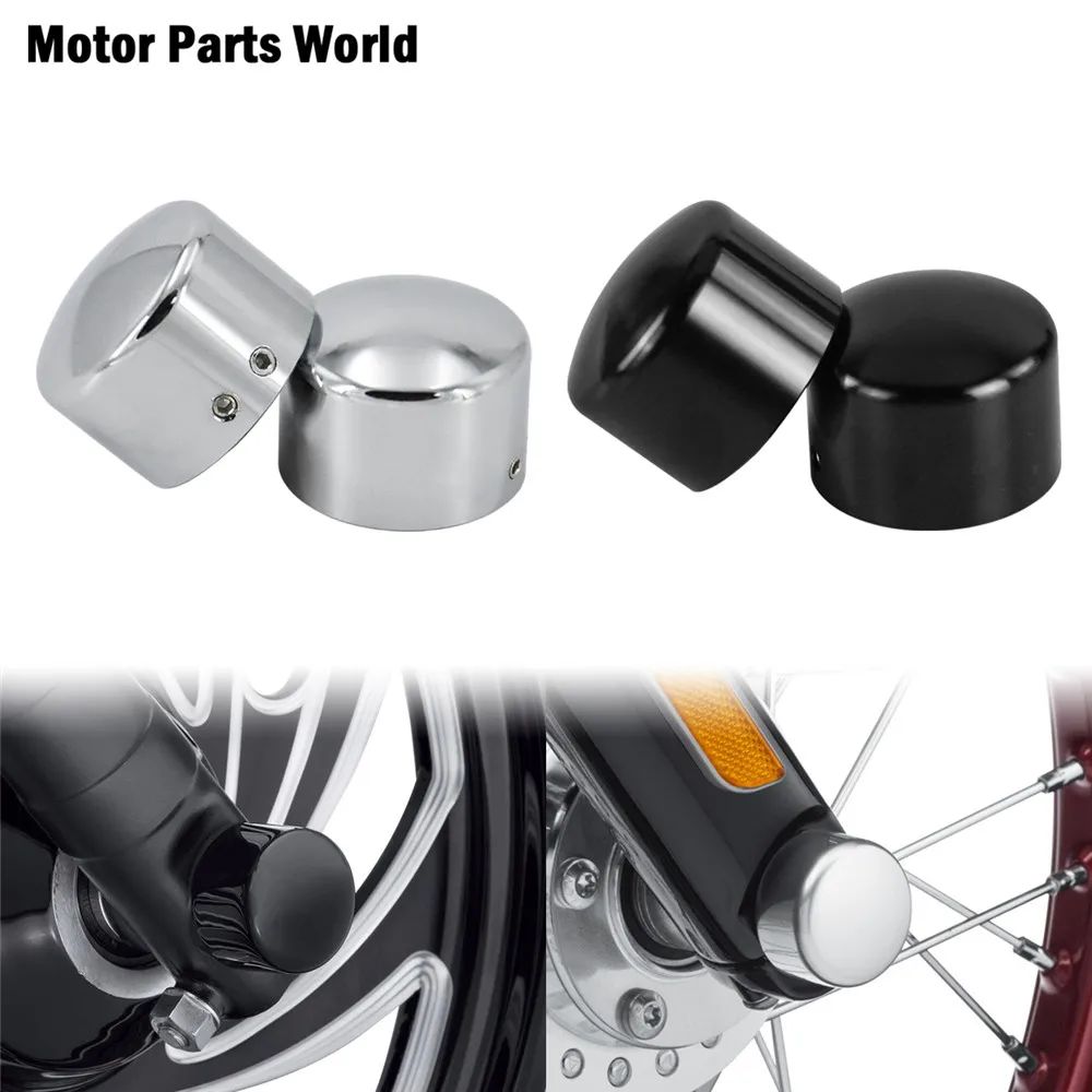 2 peças Tampa do Eixo Dianteiro da Motocicleta Porca Capa Parafuso Preto/Cromado Para Harley Touring Softail Breakout Dyna Street Bob V-Rod Sportster