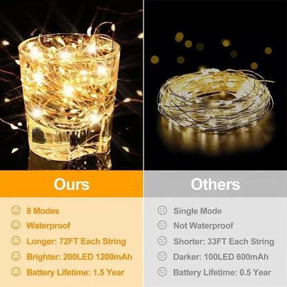 5Packs Solar Led Fairy Light Outdoor Christmas Lights 8Modes Copper Wire Fairy Lights Waterproof Garden Party Tree Patio Decor
