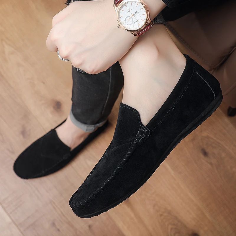 Fashion Suede Men Casual Shoes Male Lazy Shoes Breathable Comfort Slip-on Mens Driving Shoes Luxury Brand Loafers Moccasins