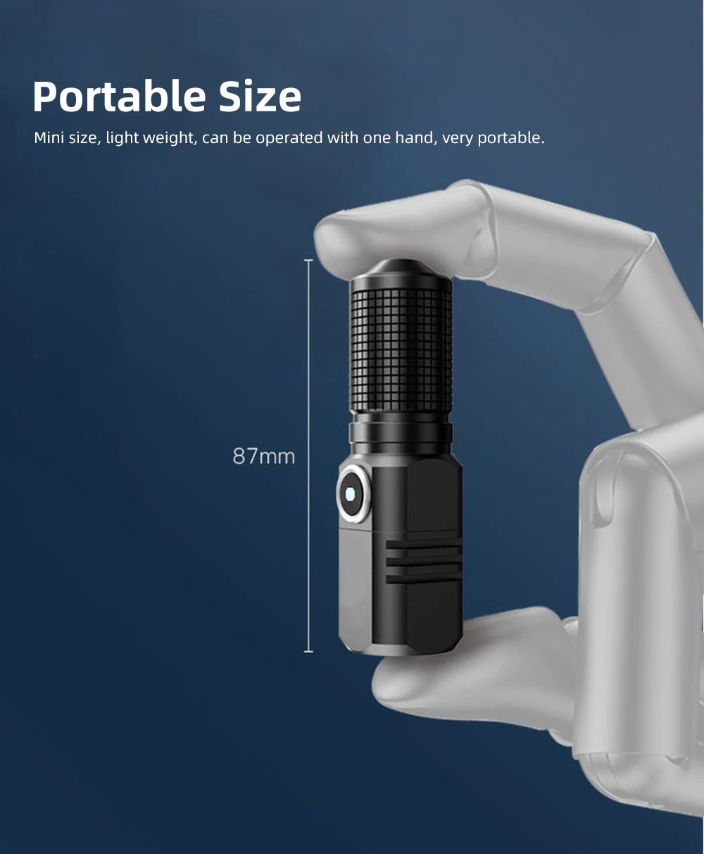 10000 Lumens Mini Powerful Led Flashlight XHP50 Built in Battery 3 Modes Usb Rechargeable Flash Light Torch Lamp Flashlights