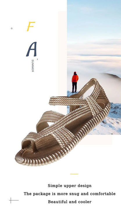 Summer Men's Straw Sandals Mens Casual Shoes Personality Wear-resistant Sandal for Men Outdoor Beach Flip-flop Size Plus 36-47