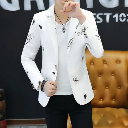 2025 Men's Autumn Casual No Slit Printing Leisure   blazer