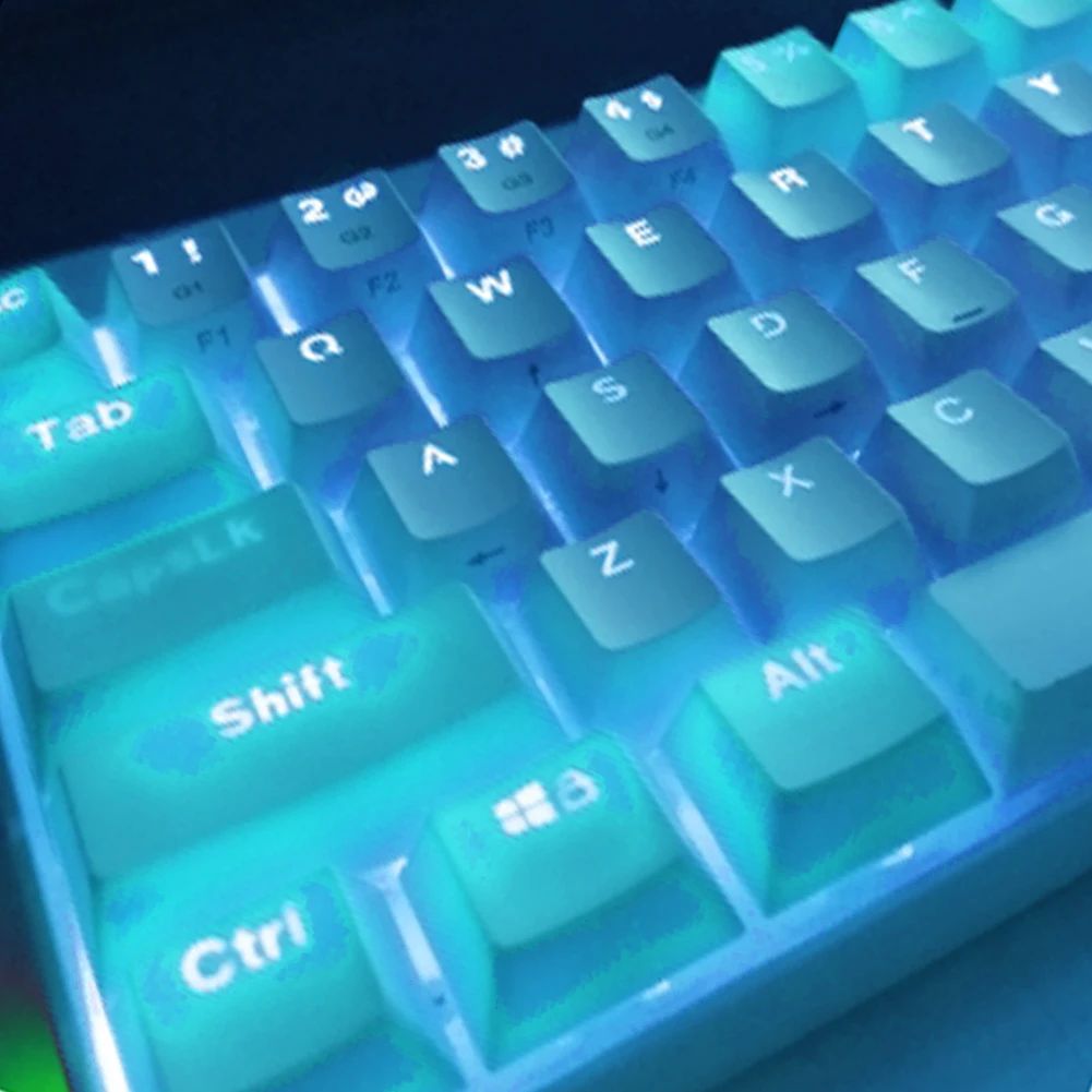 Novo conjunto de teclas de teclado mecânico de 104 unidades, substituição OEM retroiluminada, teclas roxas brancas de ABS para teclado Cherry MX de 61/87/104 teclas
