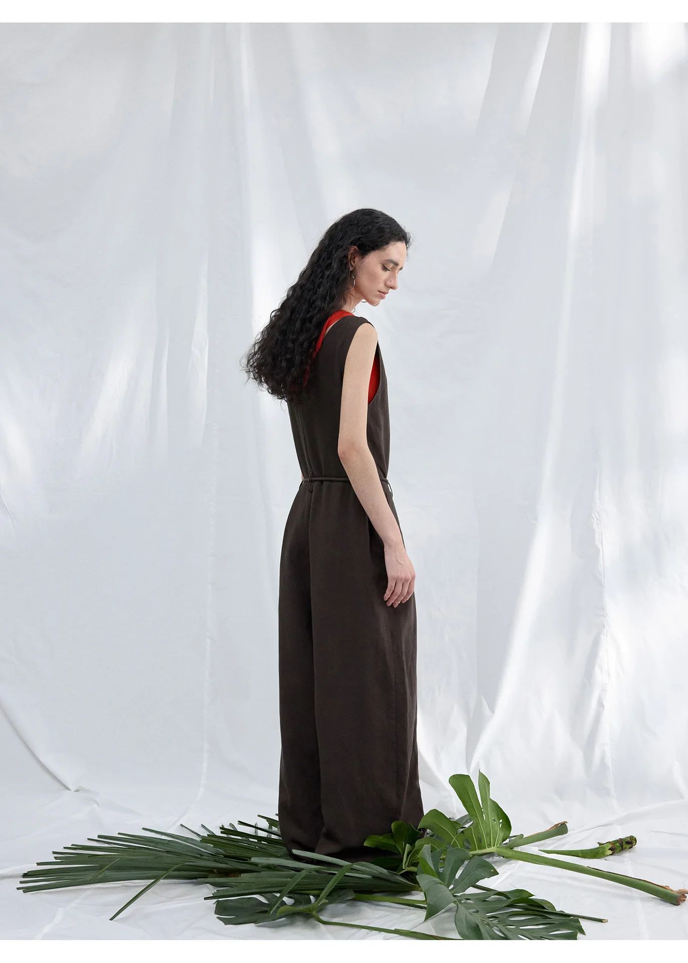 Colne U-Neck Linen Blend Vest And Knife Pleat One-Piece Pants Women's Fashion Design Sensation Tianli Material Long Pants