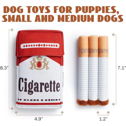 Brinquedos interativos engraçados de pelúcia para cães, design criativo de cigarro, brinquedo de mastigar que faz barulho para cães, o presente perfeito para cães brincarem