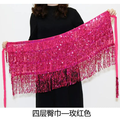 Sexy Sequins Tassel Dancewear Mini Skirt Women Clothes Jupe Femme Belly Dance Skirts Ladies Faldas Performance Stage Bottom Saia