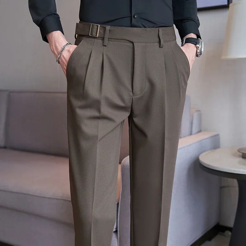 Calças de Terno Masculinas, Calças de Vestir Slim Modernas, Calças Brancas Pretas Azuis Verdes Pantalones Hombre Outono/Inverno Masculino, Novidade 2025