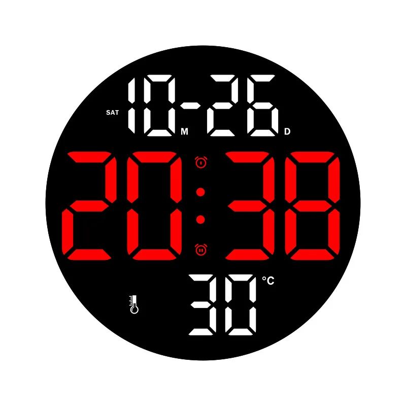 10inch LED Large Digital Wall Clock with Dual Alarms Calendar and Temperature Display Brightness Adjustable Countdown Home Clock