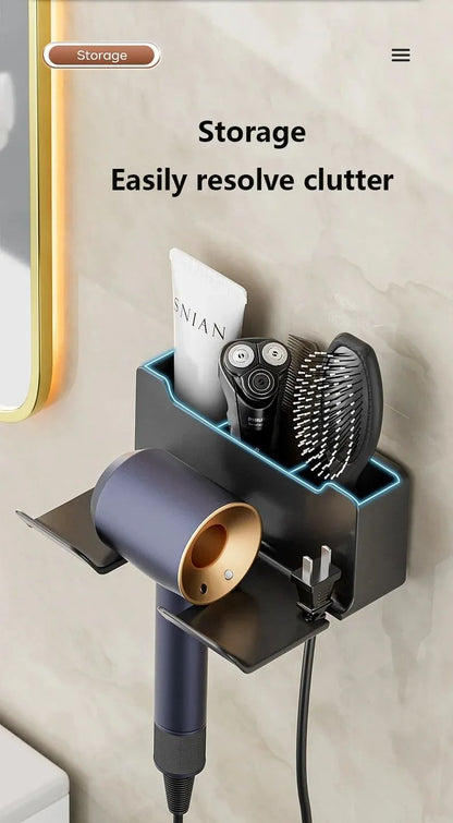 Hair Dryer Holder Wall Dryer Cradle Straightener Stand Hairdryer Organizer Box Toilet Blower Holder Shelf Bathroom Accessories