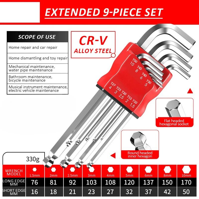 Allen Key Set?Allen Hex Wrench Screwdriver Set With Sleev Universal Torque Long Metric,for Motorcycles, Bicycles
