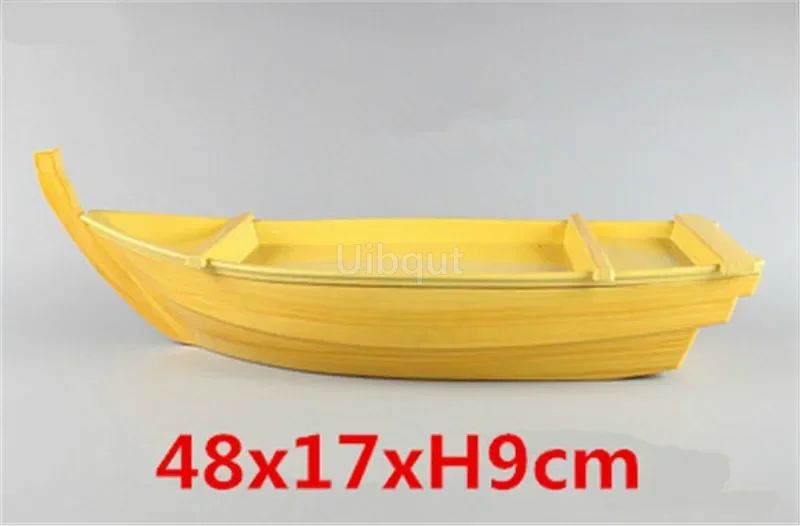 Black red sushi sashimi boat ice food seafood plate salmon sashimi tray Creative Japanese food container sushi barrel decor boat