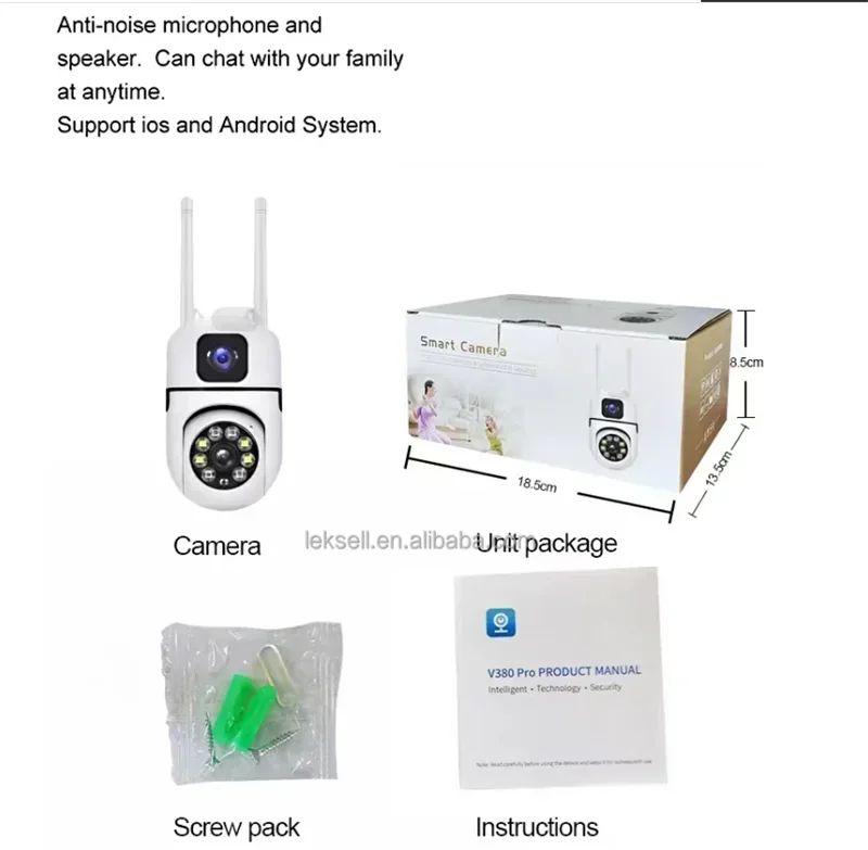 8MP WIFI Surveillance Camera Dual Lens Dual Screen IP Cameras Wireless Auto Tracking Color Night Vision 8X Digital Zoom CCTV Cam
