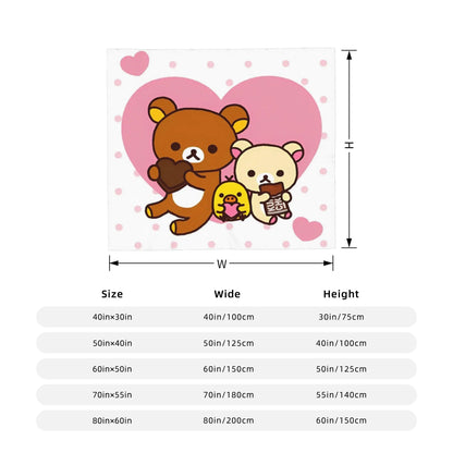Rilakkuma  Korilakkuma Tea Time Flannel Throw Blanket  Super Warm Plush Quilt for Bedding  Couch
