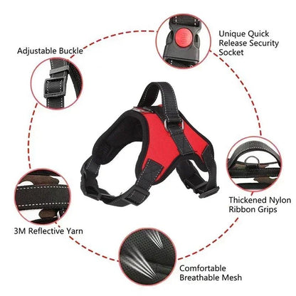 Conjunto de Coleira e Peitoral para Cães Sem Puxar, Ajustável, Confortável com Alça de Fácil Controle para Correr ao Ar Livre, Caminhar, Coleira Mãos Livres