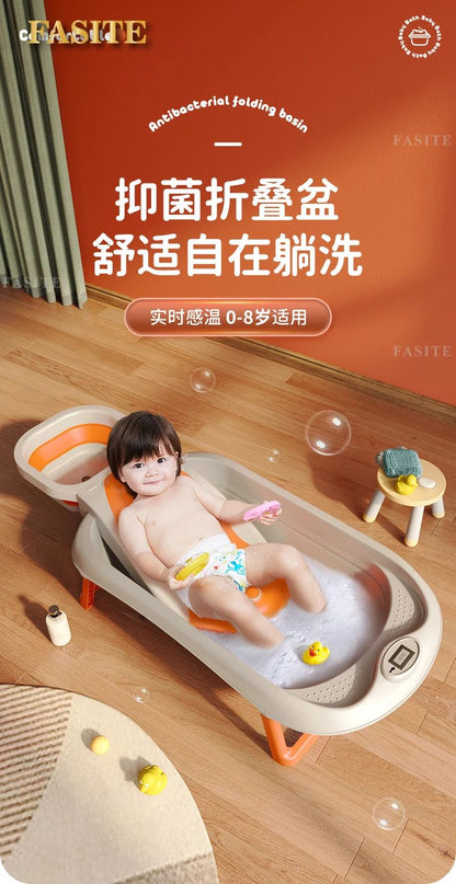 Baby bath baby lying bath folding large bath bucket home children shampoo supplies.