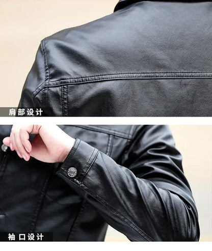 High Quality Men's PU Leather Jacket Male Slin Casual Jacket Korean Trend Slim Fit Handsome Youth Leather Coat Business Jackets