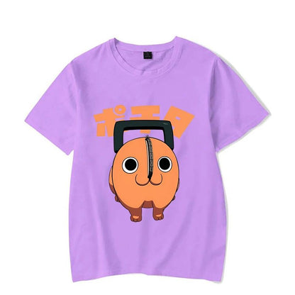 Fun Pochita Printed T-shirt Women's Loose Short Sleeve Round Neck Top Women's Casual Shirt T-shirt Anime T-shirt