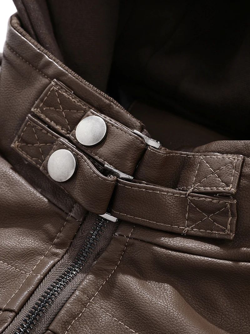 New Fake Two Pieces Motorcycle Leather Jackets Man Casual Fashion Motorcycle Coat Slim PU Lapel Jackets Autumn Leather Coat Male