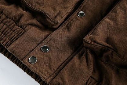 ?Mirrordust?Winter Jackets Men Thicken Warm Coat Vintage Loose Padded Jackets Big Pocket Fur Collar Jackets Outwear Unisex