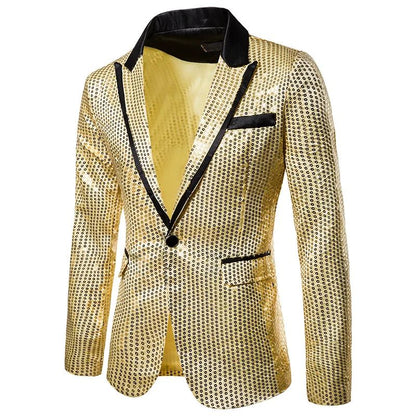New Fashion Black Sequin Mens Shiny Suit Jacket One Button Blazer For Male Nightclub Singers Stage Dress Blazers Chaqueta Hombre