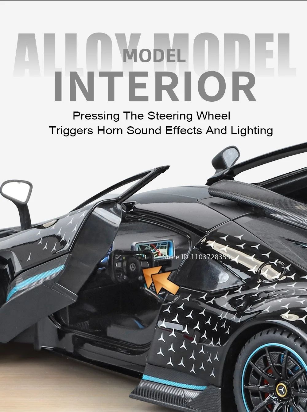 1:18 UM GT Miniatura Sports Car Modelo Brinquedos Liga Diecast Supercarros Som Luz Portas Abertas Absorção de Choque para Presentes Infantis