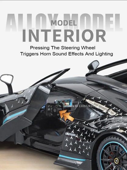 1:18 UM GT Miniatura Sports Car Modelo Brinquedos Liga Diecast Supercarros Som Luz Portas Abertas Absorção de Choque para Presentes Infantis