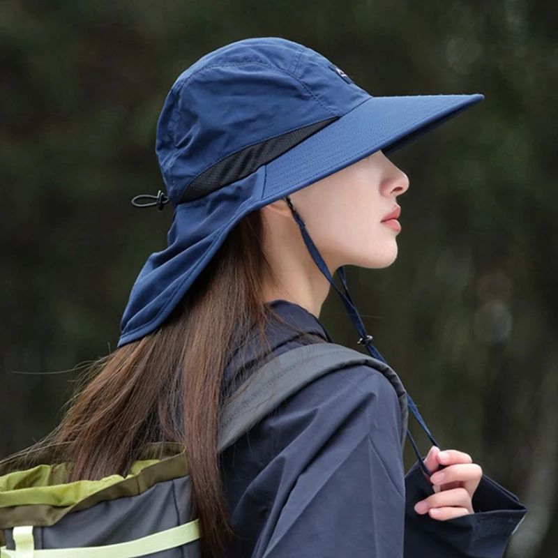 1Pc Wide Brim Bucket Hat with Neck Flap Waterproof & Quick-drying Panama Caps for Women Men Fishing Camping Hiking Autumn Travel